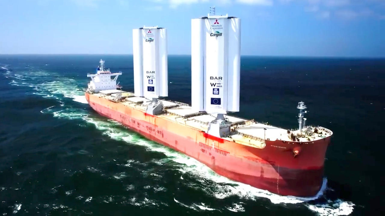 Wind Turbine Powered Cargo Ship Sets Sail In World First