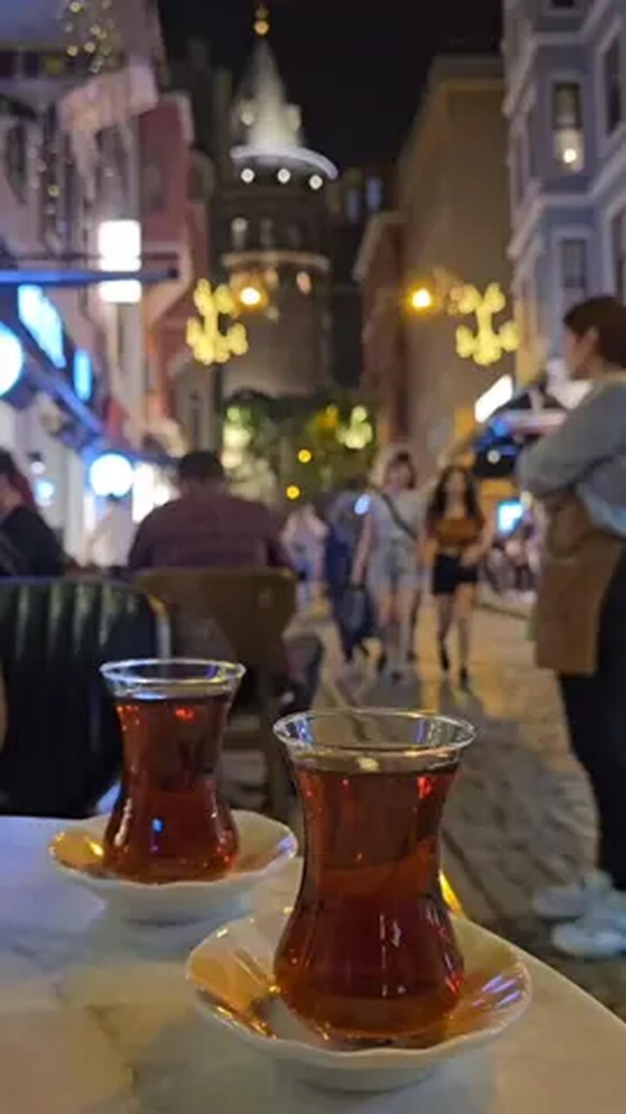 Turkish tea in Taksim square