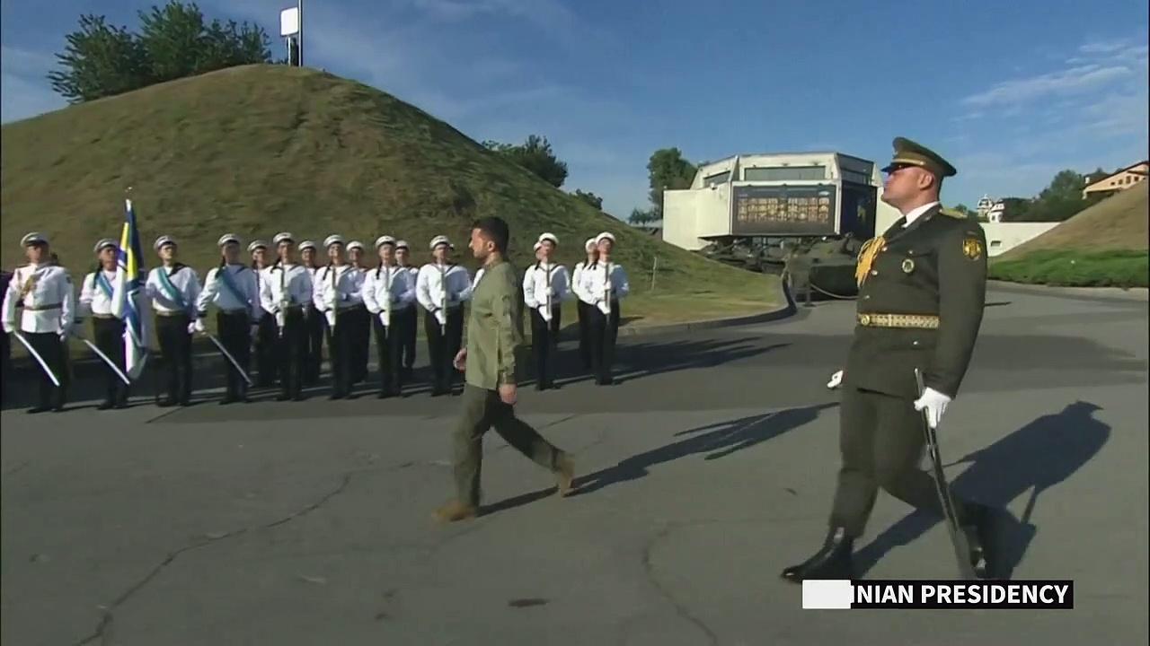 Ukraine's President Zelensky takes part in National Flag Day ceremony