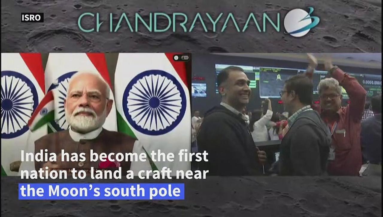 'India is on the Moon!' Celebrations after spacecraft lands safely