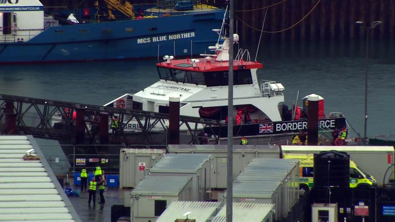 Border Force boat carrying migrants arrives in Dover