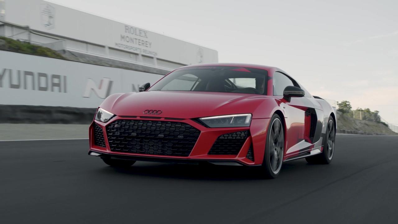 Audi R8 performance Coupe quattro takes last laps at Monterey Car Week as brand continues to bring electric performance to the r