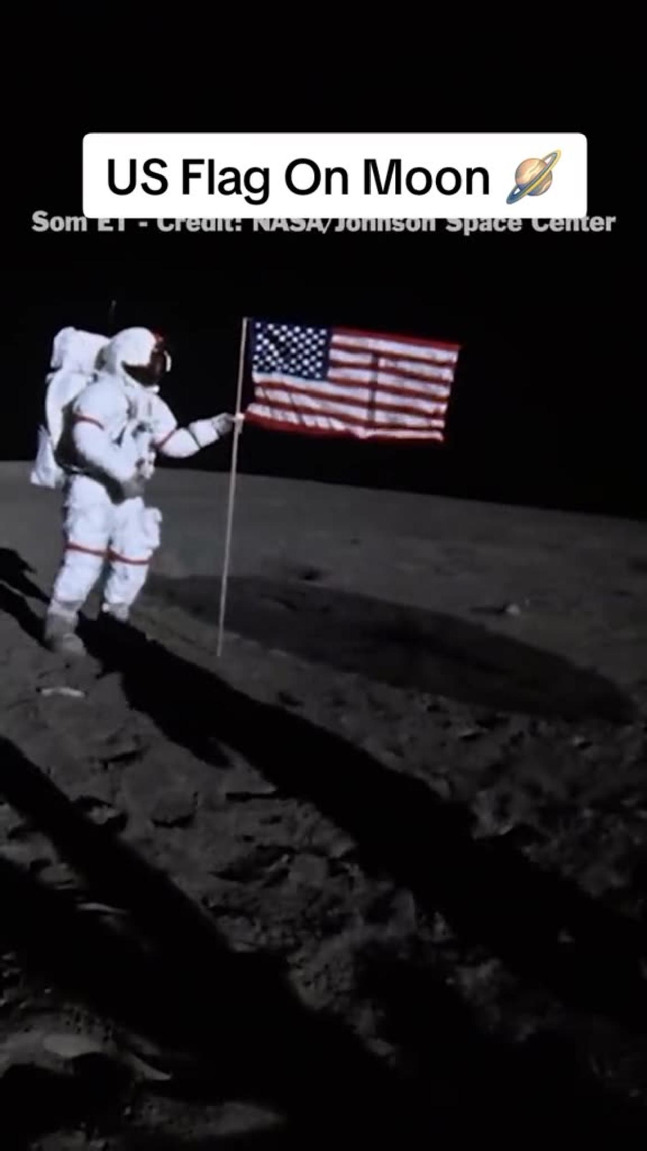 USA Flag on Moon | Nasa american