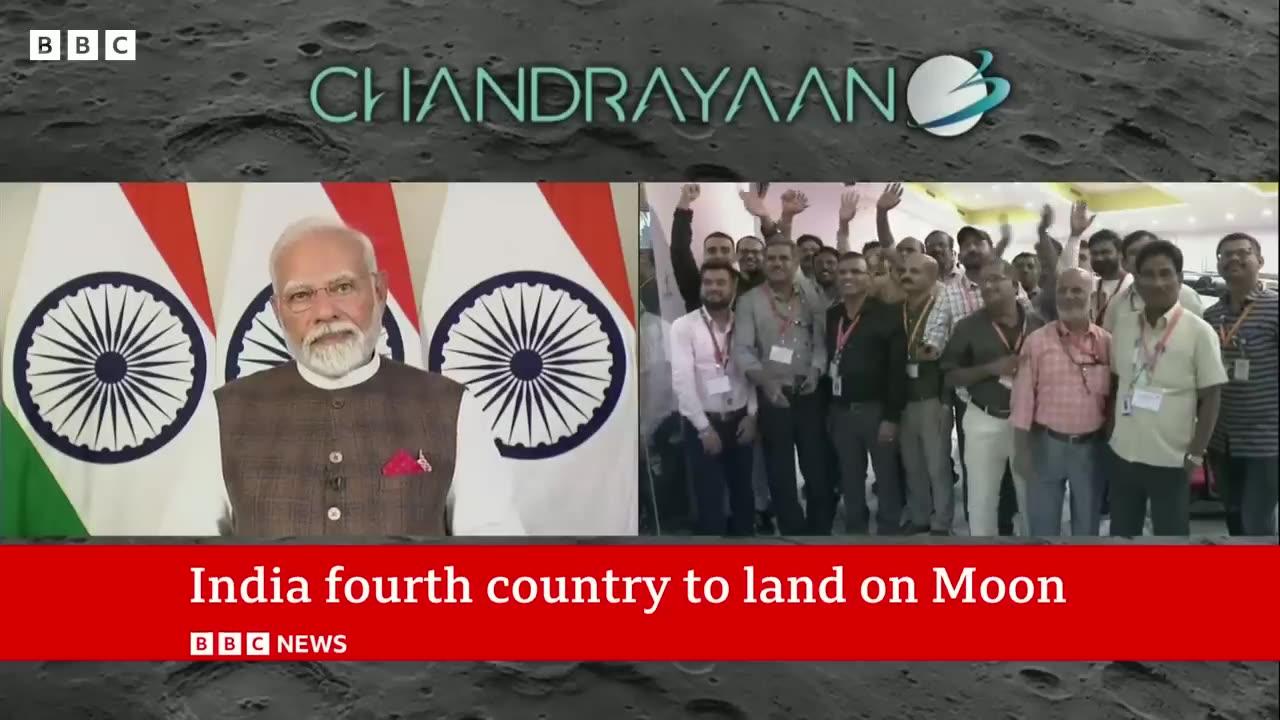 India moon landing chandrayaan-3 spacecraft lands near south polr- BBC News