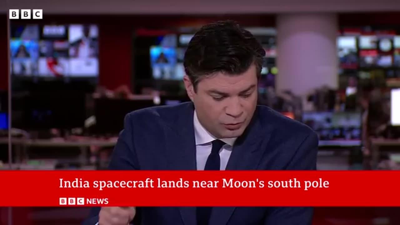 India Moon landing: Chandrayaan-3 spacecraft lands near south pole - BBC News #Chandrayaan3