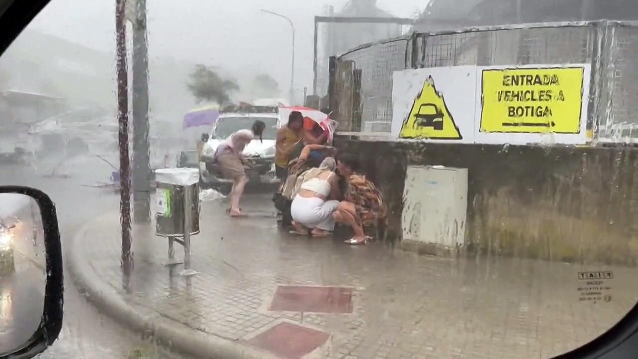 Strong storm and torrential rain lash Spanish island of Mallorca