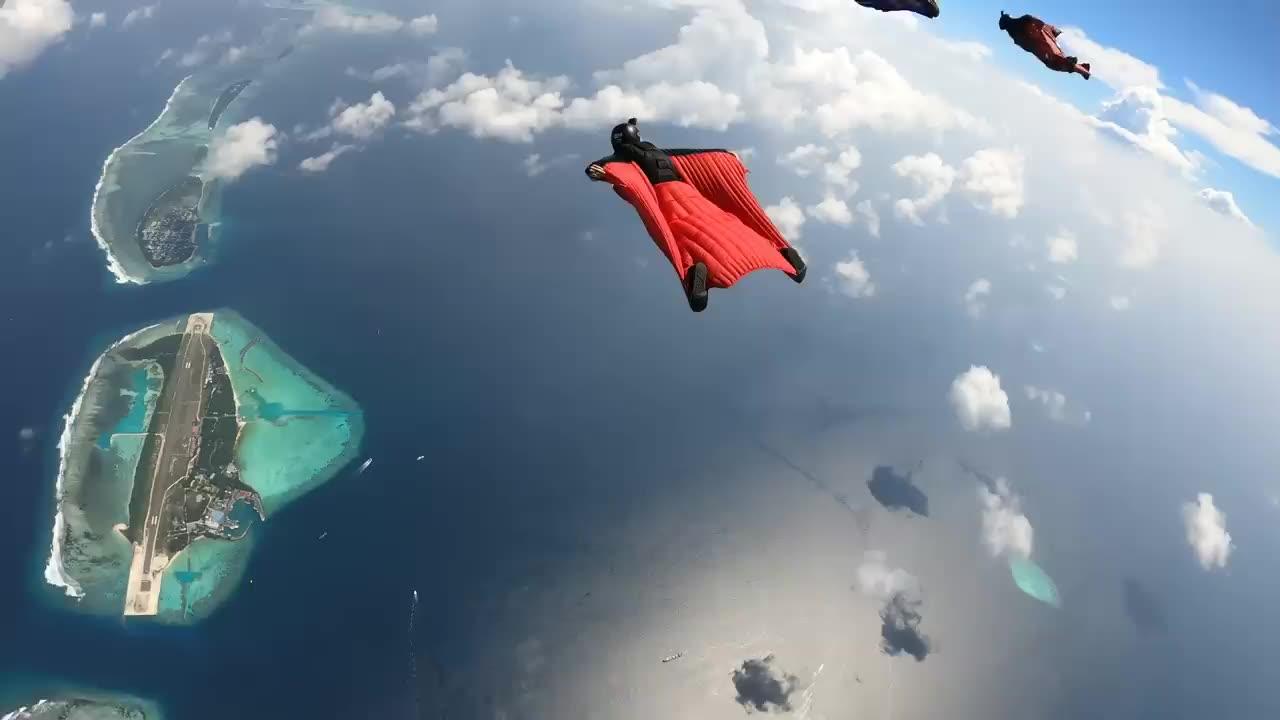 Wingsuit Flying over the Maldives Islands