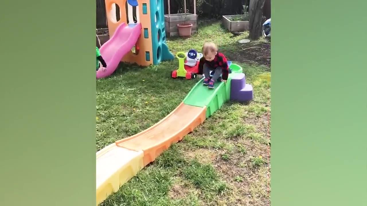 Funny Babies Playing Slide Fail-Cute Baby Video