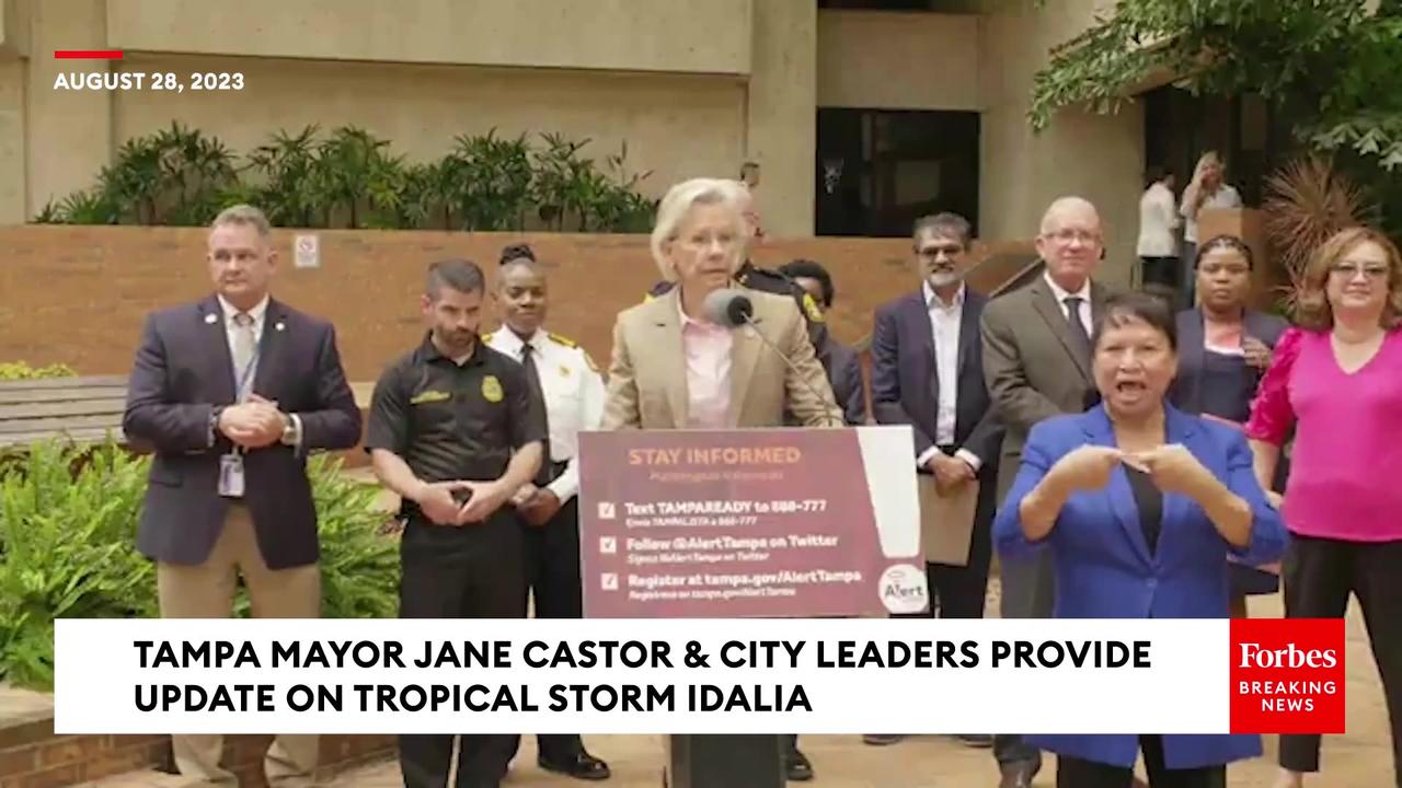 JUST IN Tampa Mayor Jane Castor Provides Update As Tropical Storm Idalia Heads Toward Florida