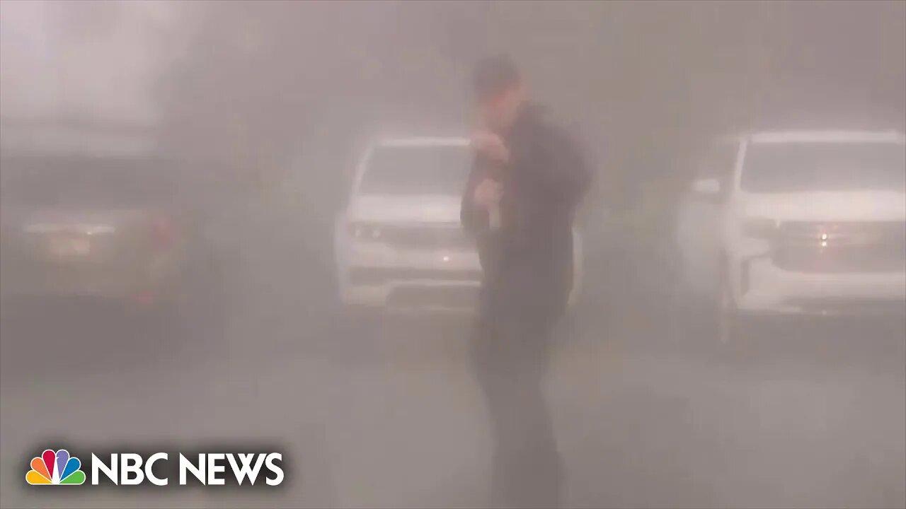 NBC reporter braves strong winds from Hurricane Idalia during report from Perry, Florida
