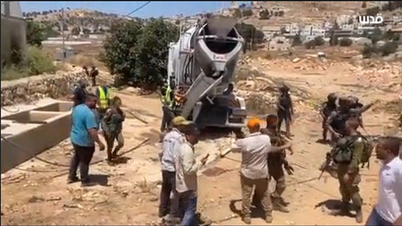 Pure Evil - Israel Pours Concrete Into Water Supply of Palestinian Farmers in Occupied Hebron
