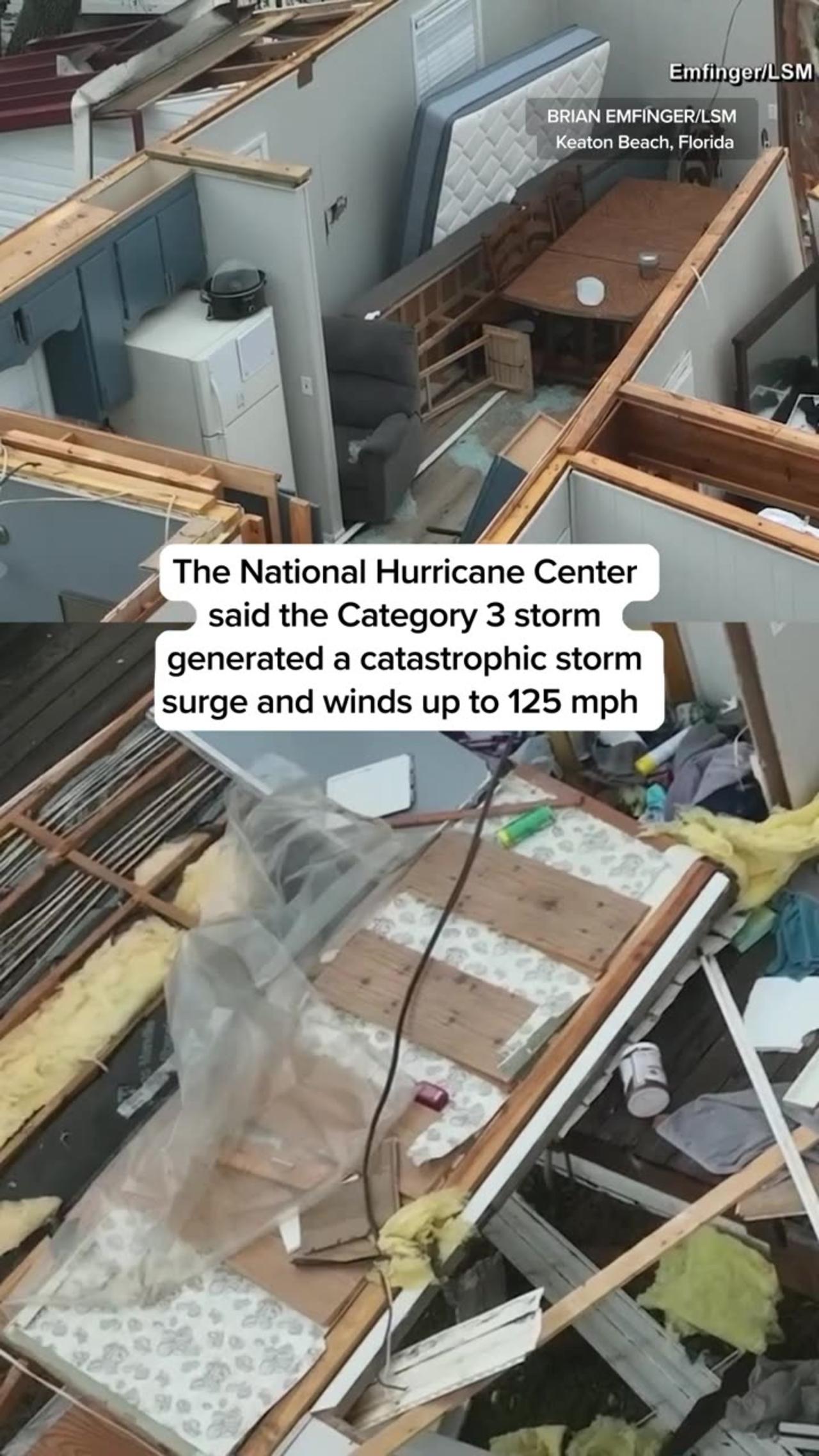 Drone Video Show a Home Wrecked by Hurricane Idalia