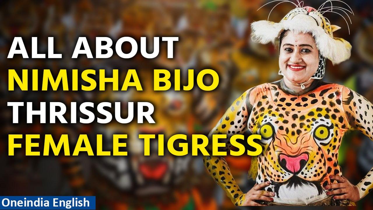 Nimisha Bijo as female tigress, Thrissur rocks to the rhythm of Pulikali | Watch | Oneindia News
