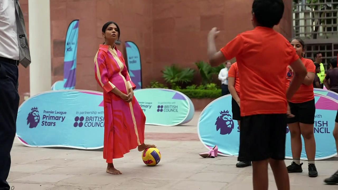 Akshata Murty plays football barefooted on G20 trip