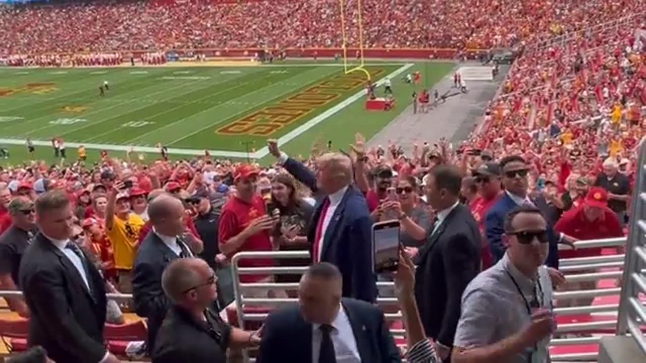 President Trump steps into stadium for Iowa vs Iowa State football game