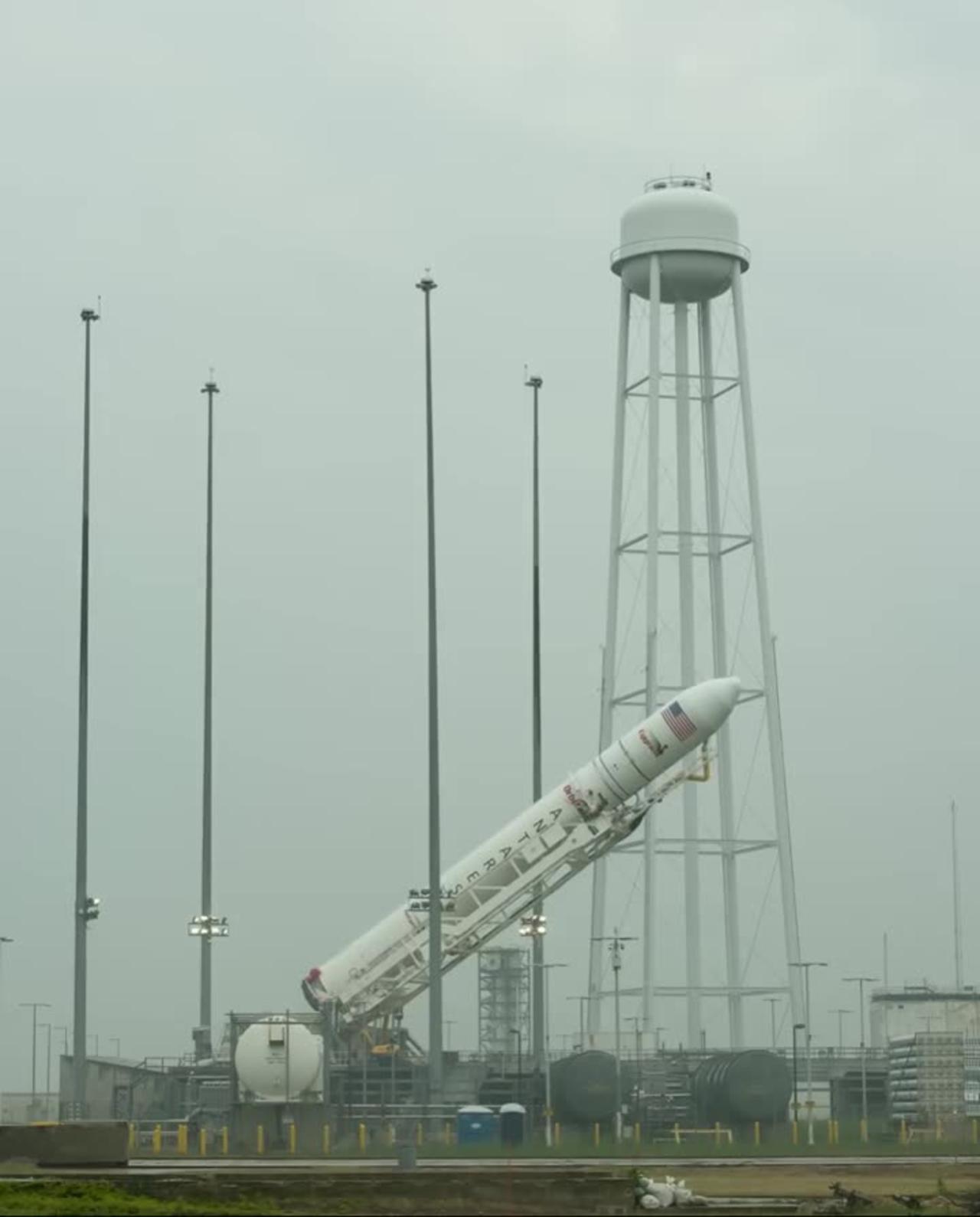 Antares Rocket Raised on Launched pad
