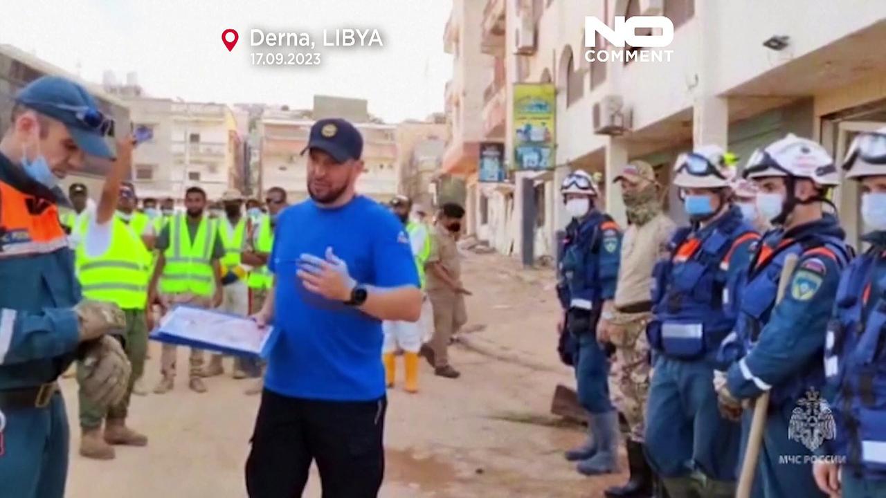 Watch: Russian emergency teams join aid groups in flood-ravaged Derna