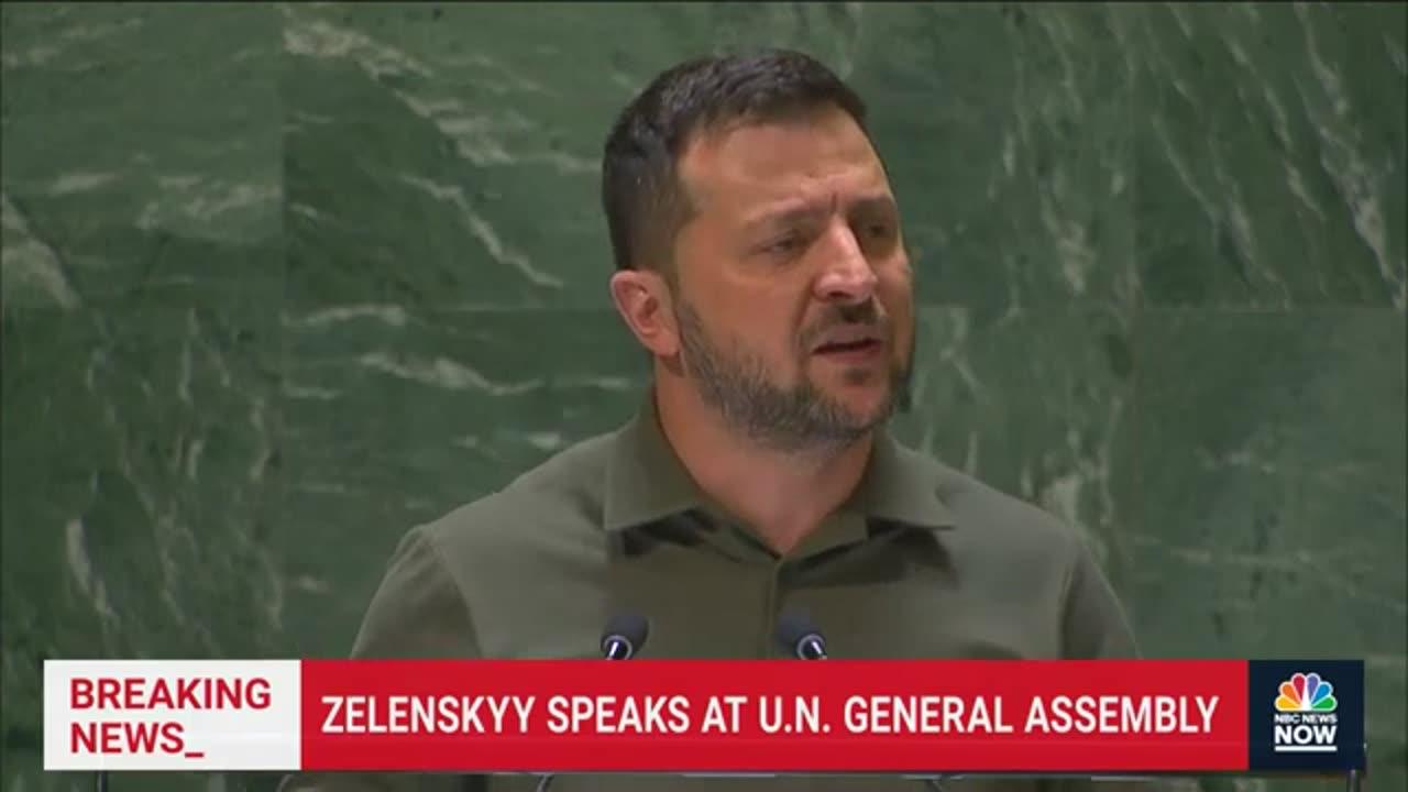 ✠ Ukrainian Nazi President Zelenskyy Lies At the 2023 UN General Assembly While On His "Give Me More Cash" Tour 💩