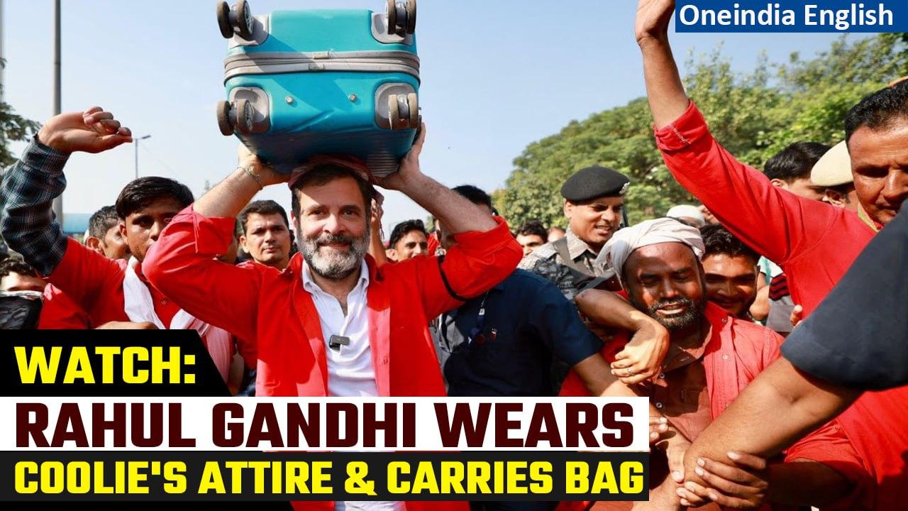 Rahul Gandhi visits Delhi’s Anand Vihar, dresses as coolie and carries luggage: Watch |Oneindia News