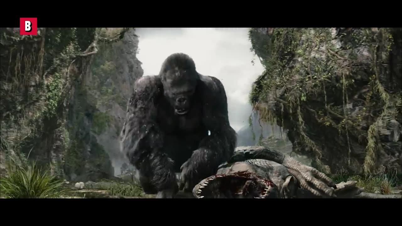 King kong fight scene with dinosaurs