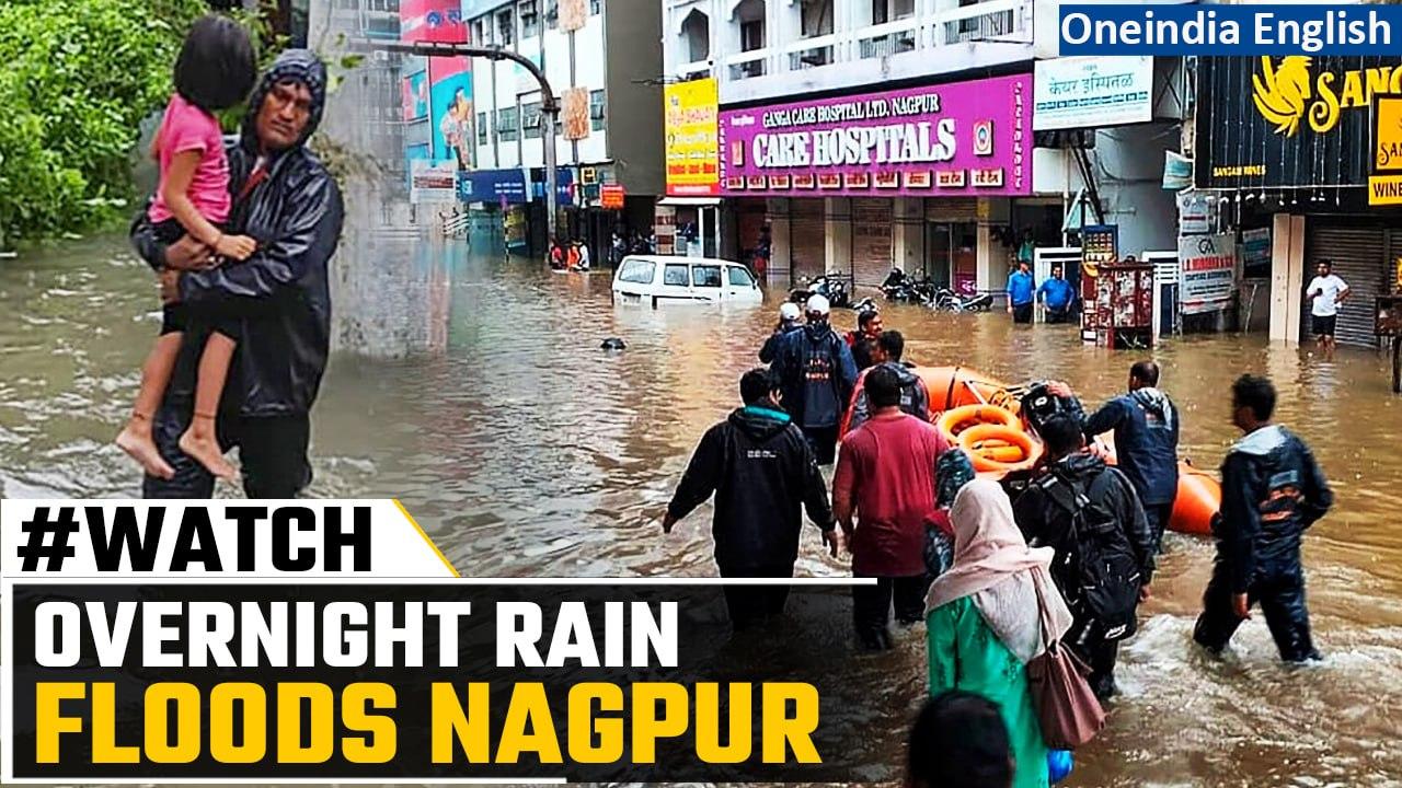 Nagpur Rains: Heavy rain floods several areas, at least 140 people shifted to safety | Oneindia News