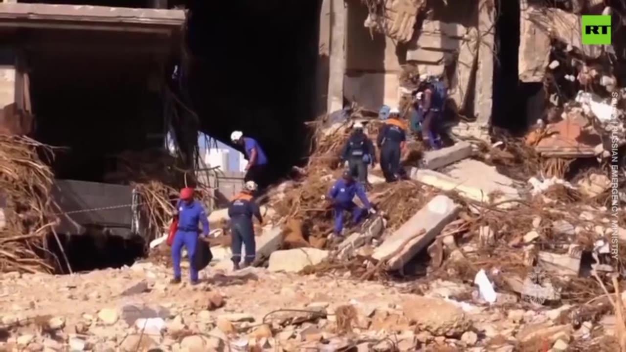 RUSSIAN RESCUERS REMOVE RUBBLE IN FLOOD-DEVASTATED DERNA, LIBYA