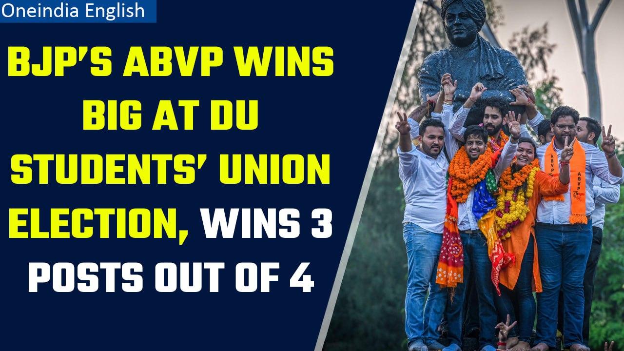 DUSU Election Result 2023: ABVP wins 3 central panel seats, NSUI bags vice-president post | Oneindia