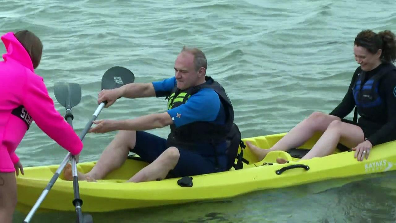 Ed Davey tipped into sea while kayaking