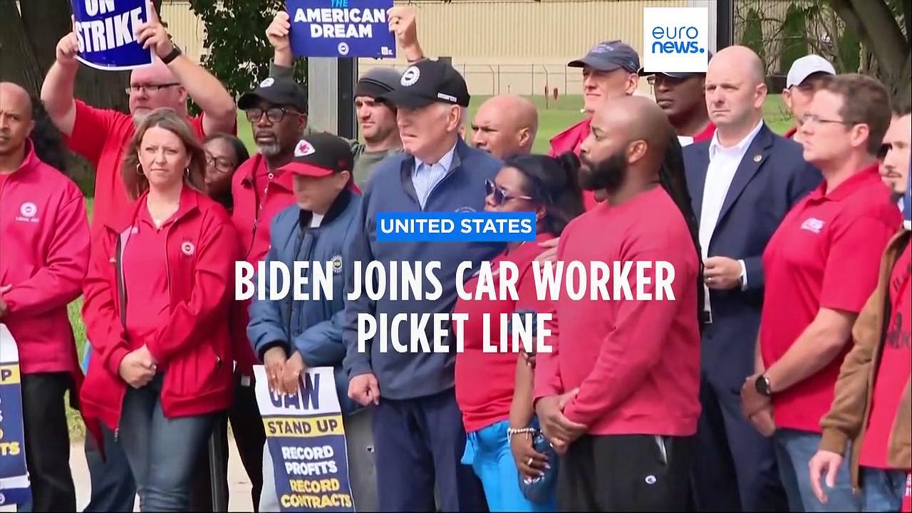 'Stick with it,' Biden urges striking auto workers in picket line visit