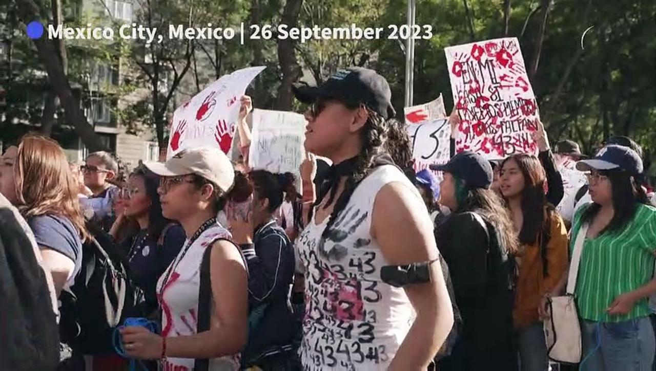 Mexicans protest on ninth anniversary of disappearance of 43 students