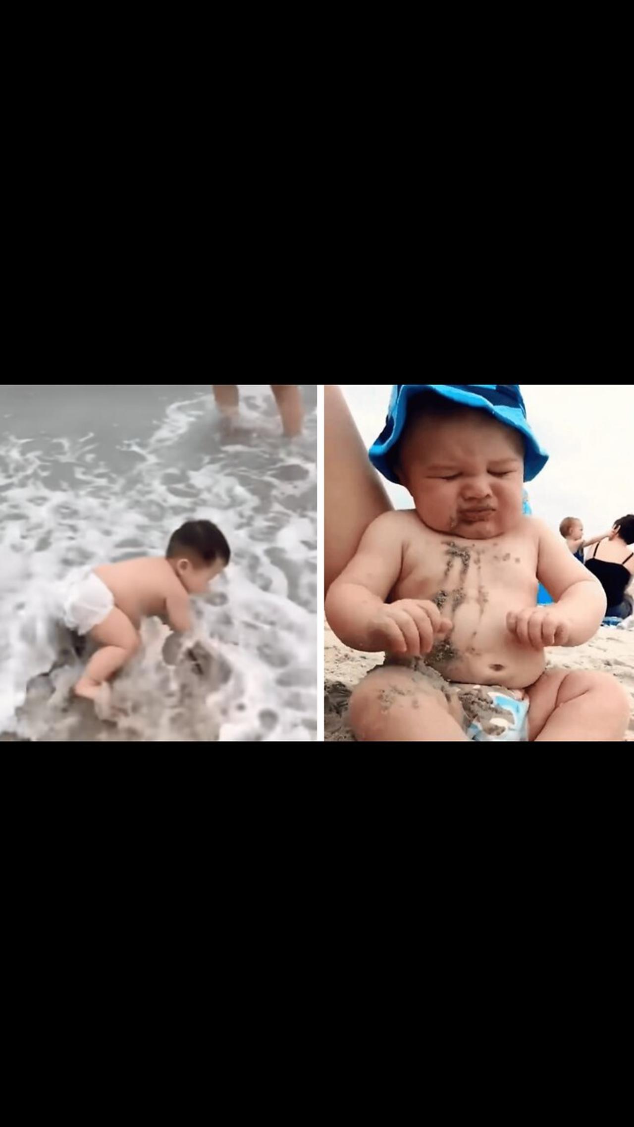 When Babies Do Mistakes on Beach Funny Baby Reactions In Beach