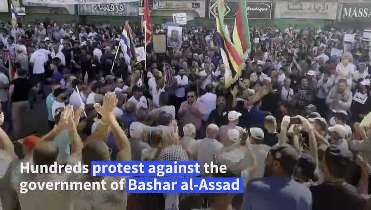 Hundreds rally against regime in Druze heartland of Syria
