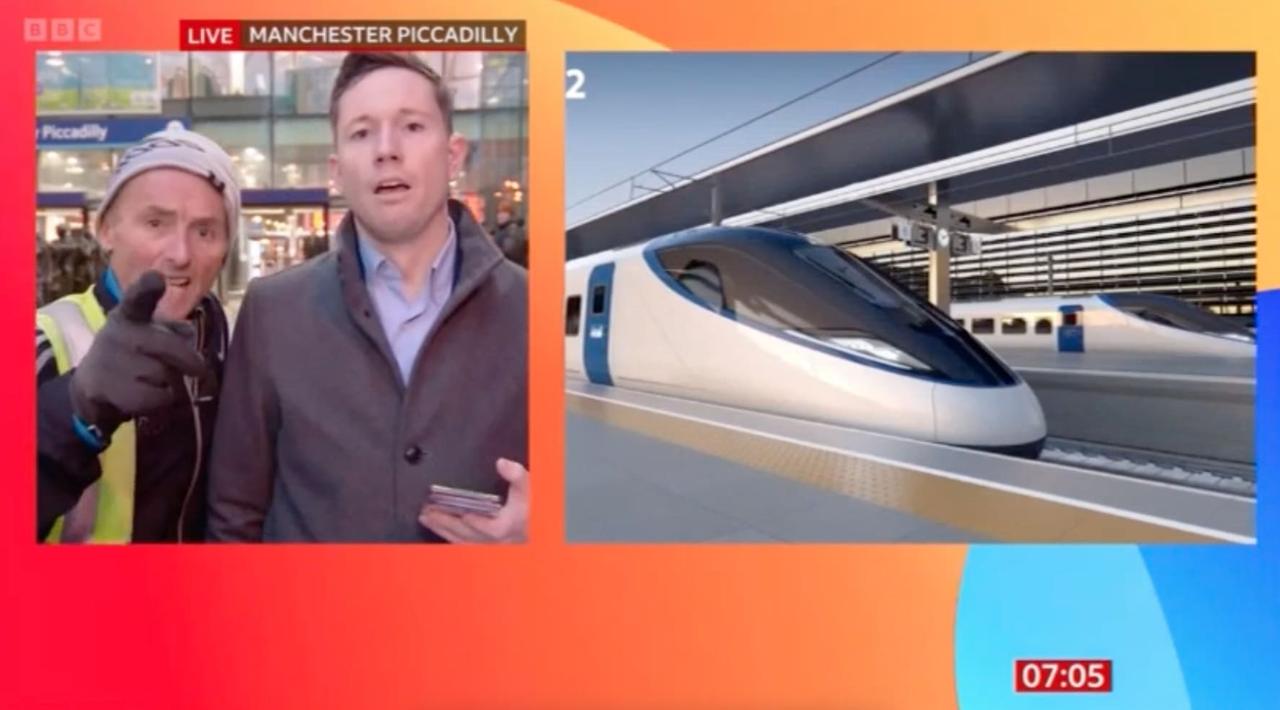 Watch: Moment BBC Breakfast reporter is heckled live on air outside Manchester Piccadilly station