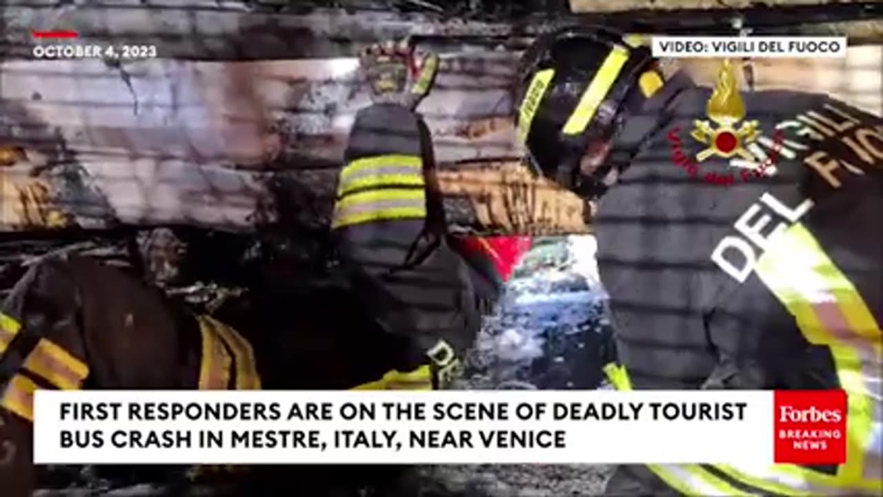 First Responders Are On Scene Of Deadly Tourist Bus Crash Near Venice, Italy