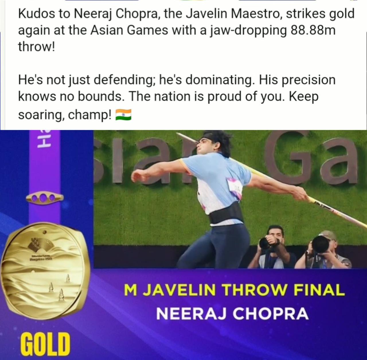 Neeraj Chopra throw Javelin in Asian Games @neeraj____chopra