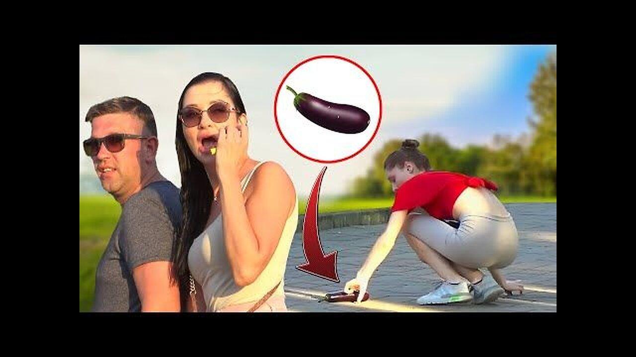 When a girl Dropping eggplant AWESOME REACTIONS 😲 Best of Just For Laughs