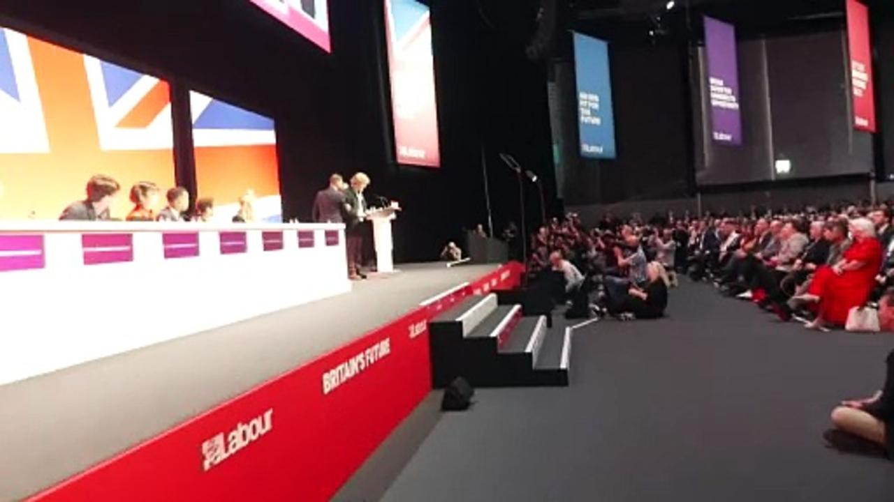 ALT ANGLE: Protester storms Labour stage