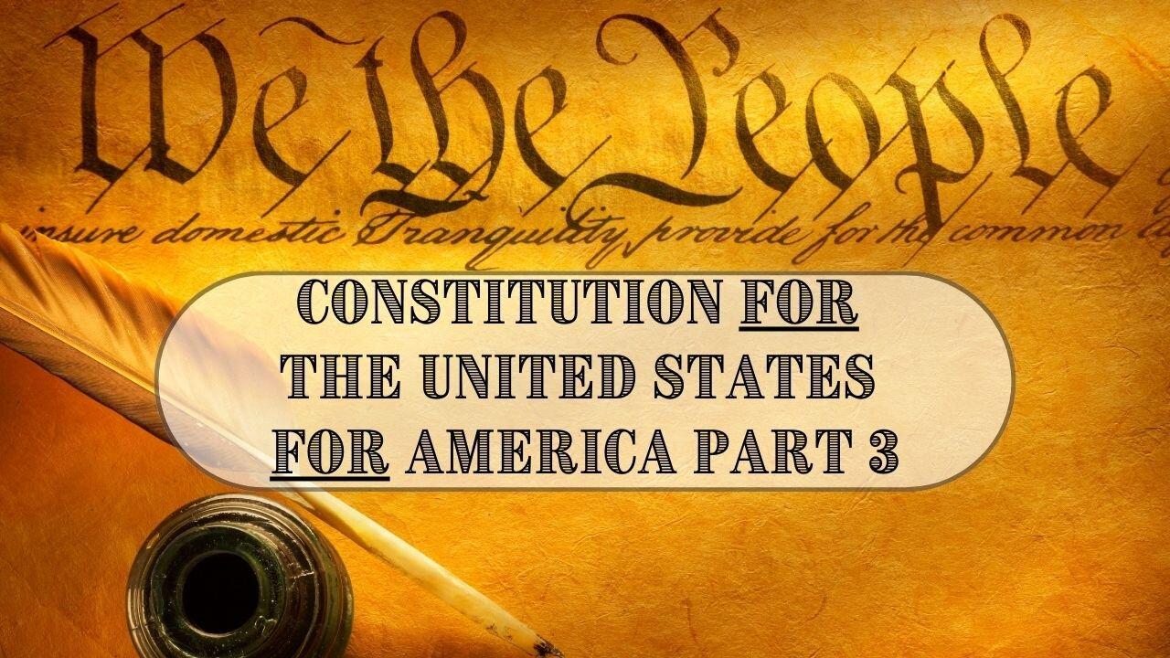 Constitution FOR the United States FOR America: Part 3