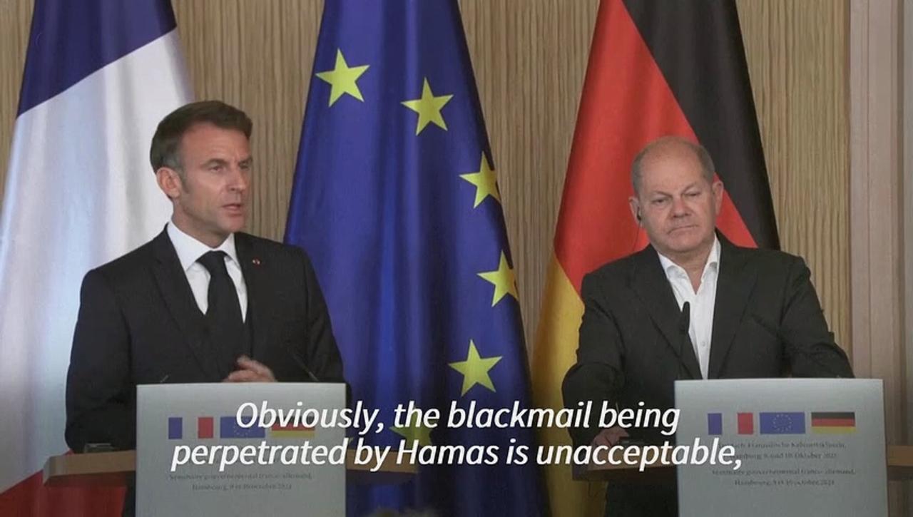 Macron condemns 'unacceptable blackmail' by Hamas with Gaza hostages
