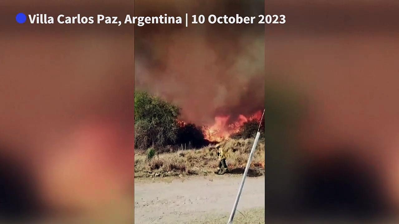 Wildfires rage near homes in central Argentinian province of Cordoba