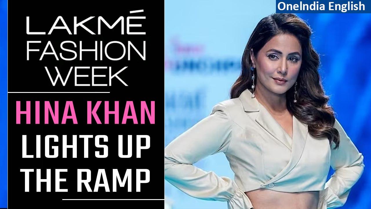 Actress Hina Khan  walks the ramp at Lakmé Fashion Week in Delhi | Oneindia News