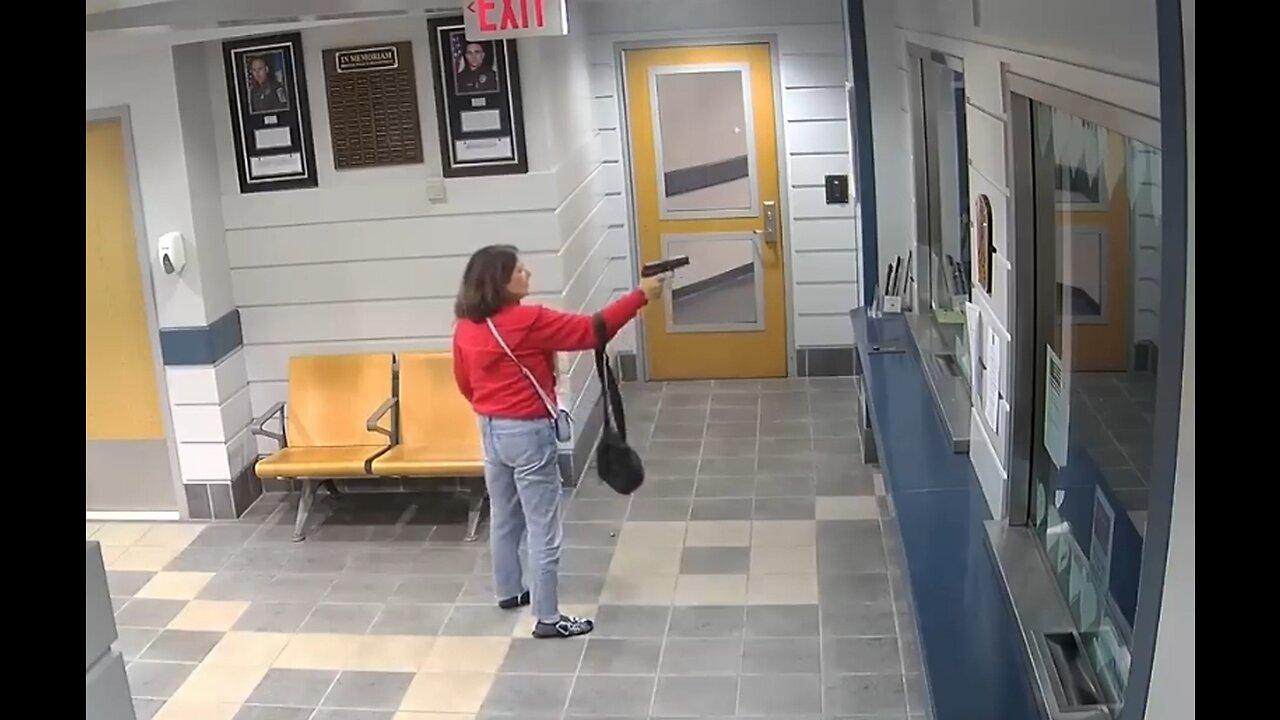 Crazed Woman Shoots Wildly Inside Police Station