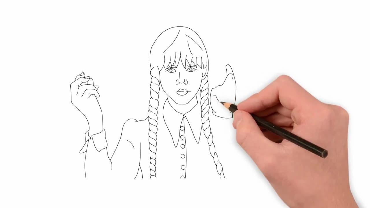 How to Draw Wednesday Addams Easy Tutorial