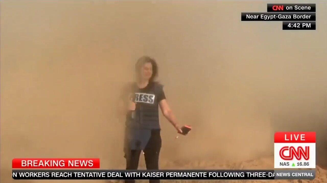 CNN Reporter Gets Blasted with Dirt From Israeli Tanks