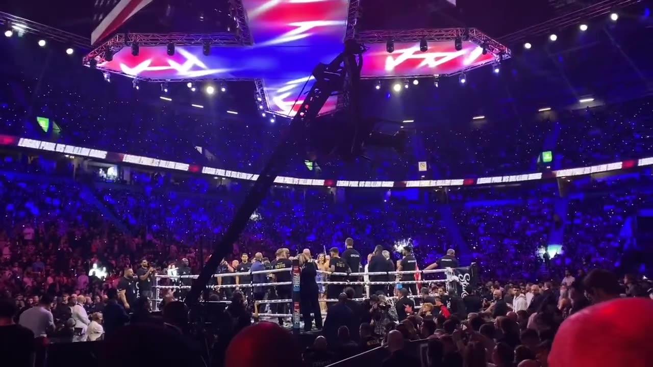 USA National Anthem get booed during Logan Paul vs Dillon Danis in AO Arena, Manchester, England