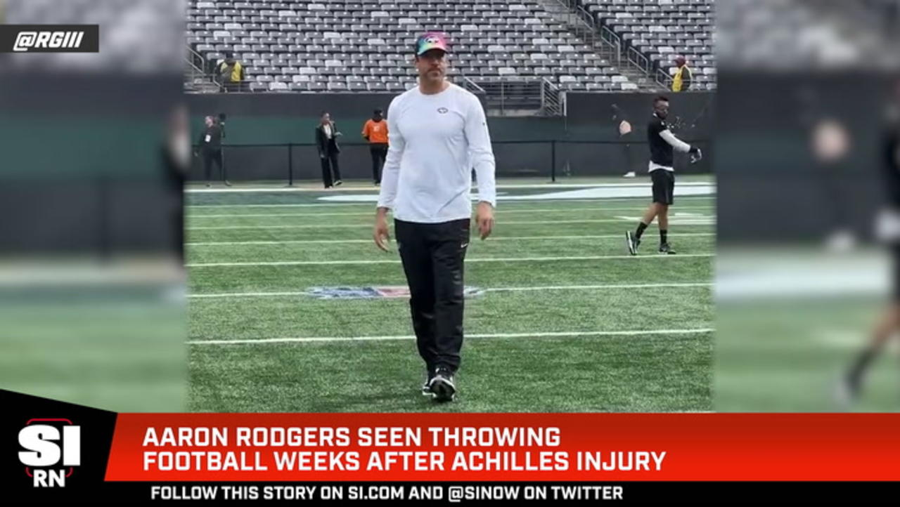 Aaron Rodgers Seen Throwing Football Weeks After Achilles Injury