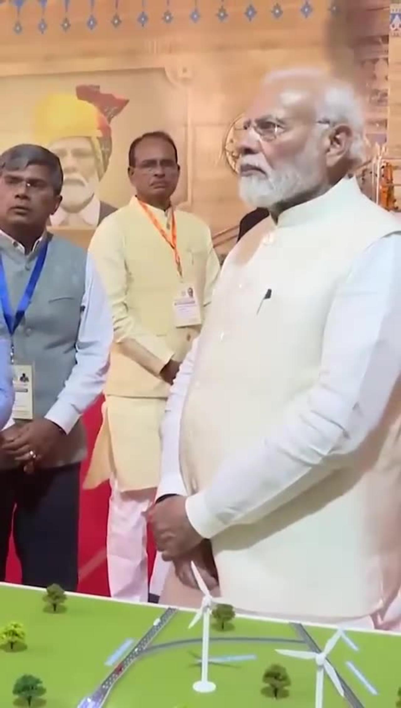 PM Modi inspects an Exhibition in Gwalior