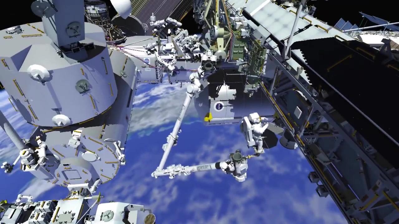 Spacewalkers will collect samples to see if microorganisms exist on space station Animation