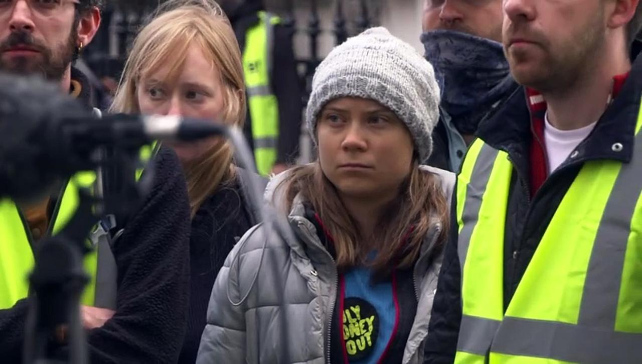 Greta Thunberg appears at climate change protest
