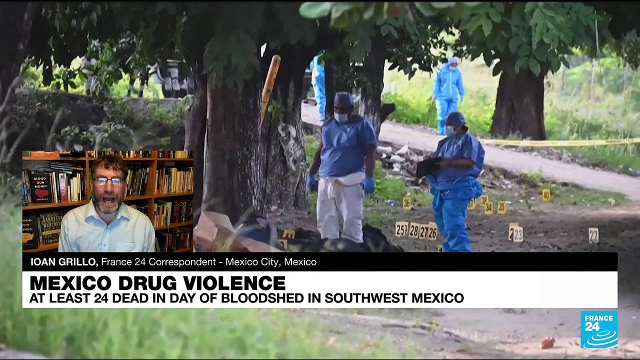 At least 24 dead, including 12 police, in southwest Mexico